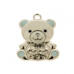 Orsetto teddy in zama celeste per bomboniere nascita maschietto altezza 3 cm - Bomboniere & Company