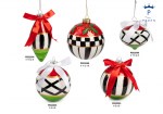 22093 - Sfere per Albero di Natale – Vetro 8 cm / 10 cm Sfere natalizie vetro fiocco rosso fiocco bianco agrifoglio 8 10 13 cm