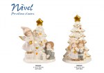 22255 - Albero Natale Portalumino con Bimbi – Porc. Navel G.Box Albero Natale portalumino con bimbi 19 cm e 17,4 cm porcellana Navel